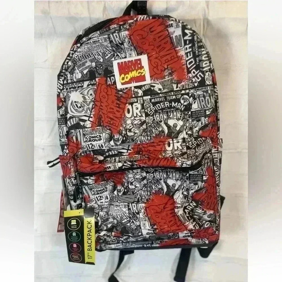 Marvel Backpack Kids 17" School Bag Book Bag Travel Spiderman Iron Man Boy Girl - Picture 1 of 9
